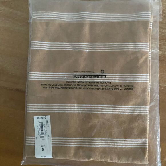 Jumping Beans NEW Boy Tan Striped Essential Tank Top Size 6 Neutral - Picture 3 of 3